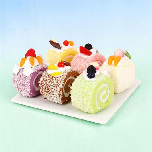 Faux Swiss Roll Cake Decor – Kawaii Mini Dessert Desk Accent