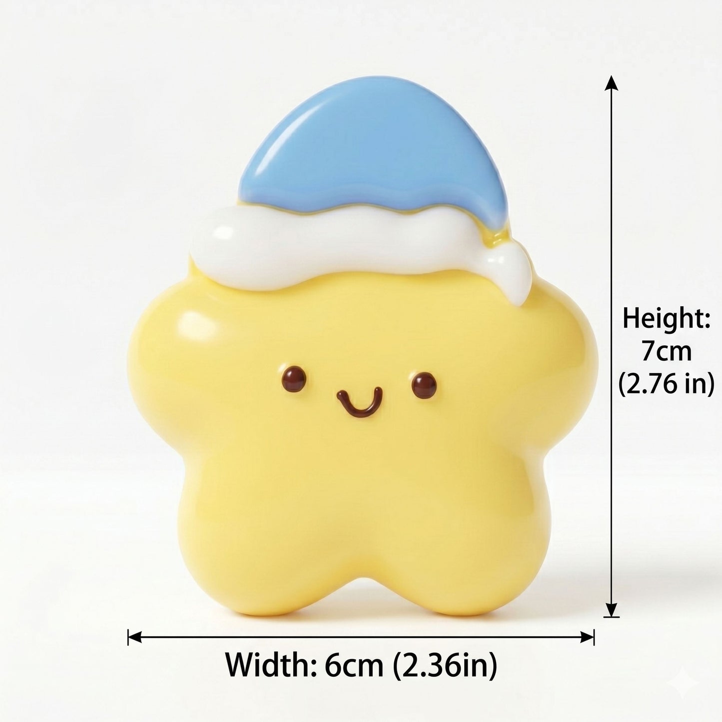 Kawaii Star Squishy – Yellow Star with Blue Hat | Silicone Squeeze