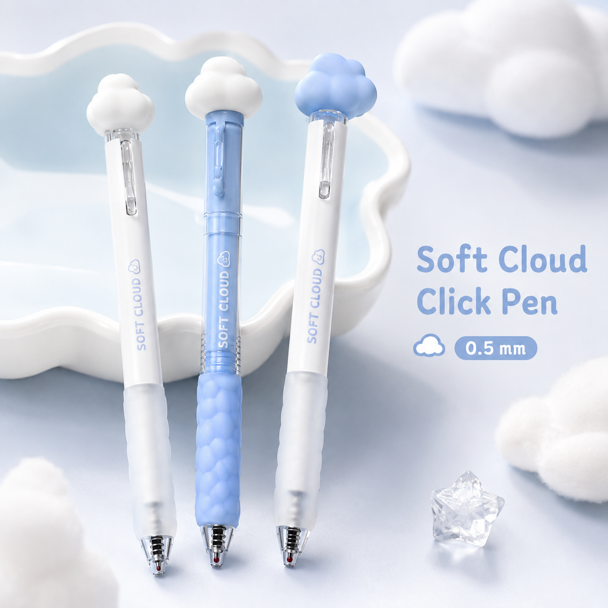 Soft Cloud Click Pen - White