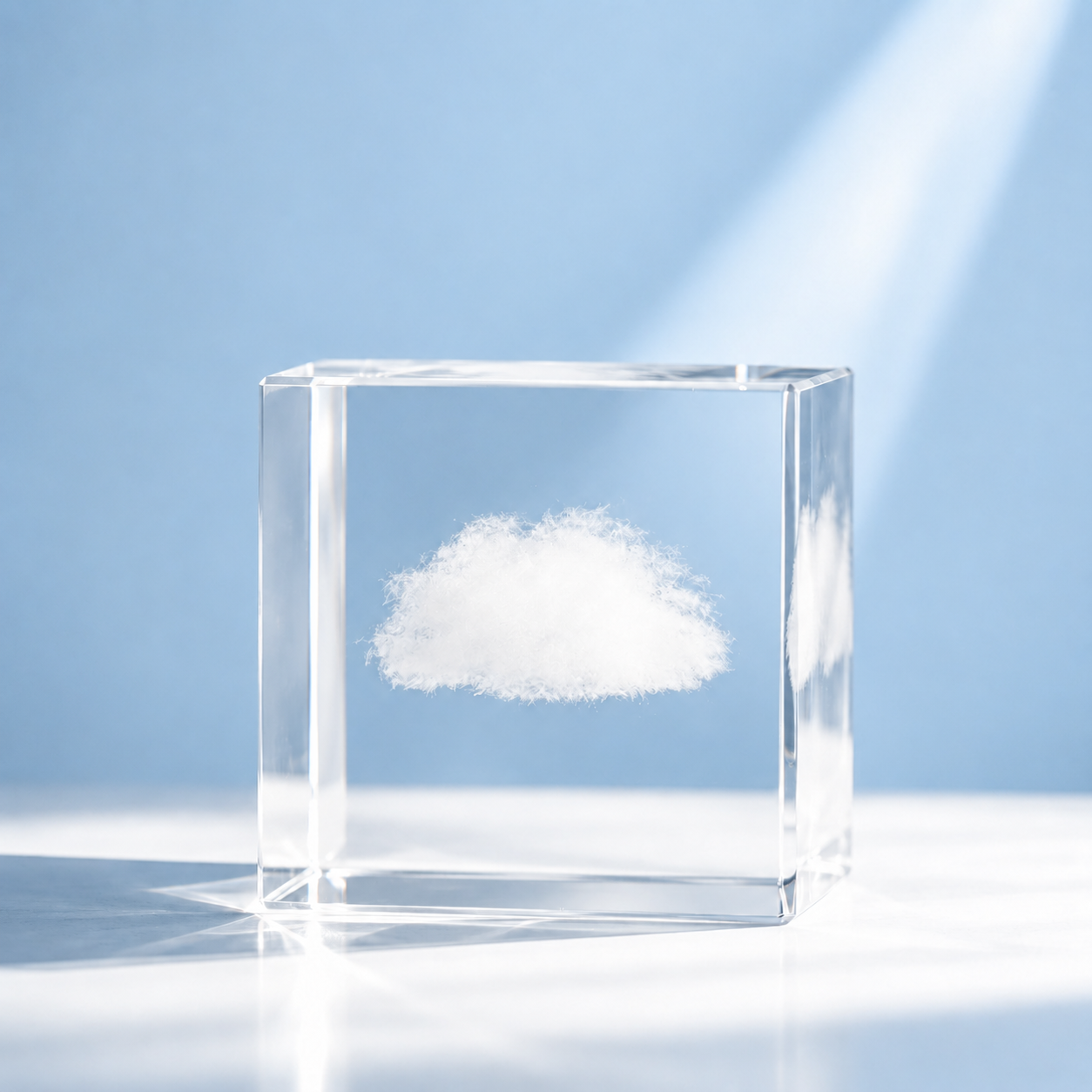 Crystal Glass Cube Decor – Cloud, Rain Cloud & Heart