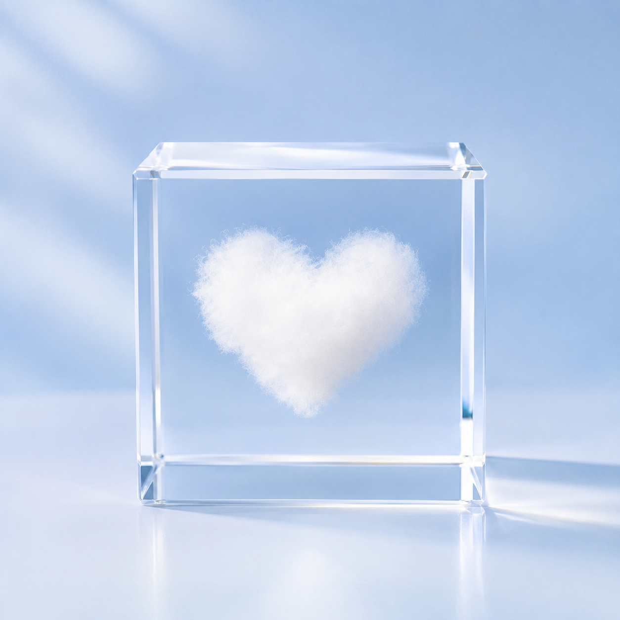 Crystal Glass Cube Decor – Cloud, Rain Cloud & Heart