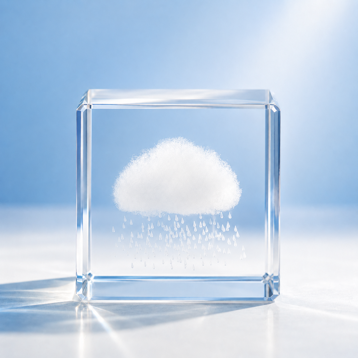 Crystal Glass Cube Decor – Cloud, Rain Cloud & Heart
