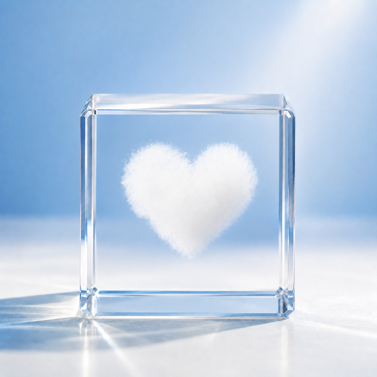 Crystal Glass Cube Decor – Cloud, Rain Cloud & Heart