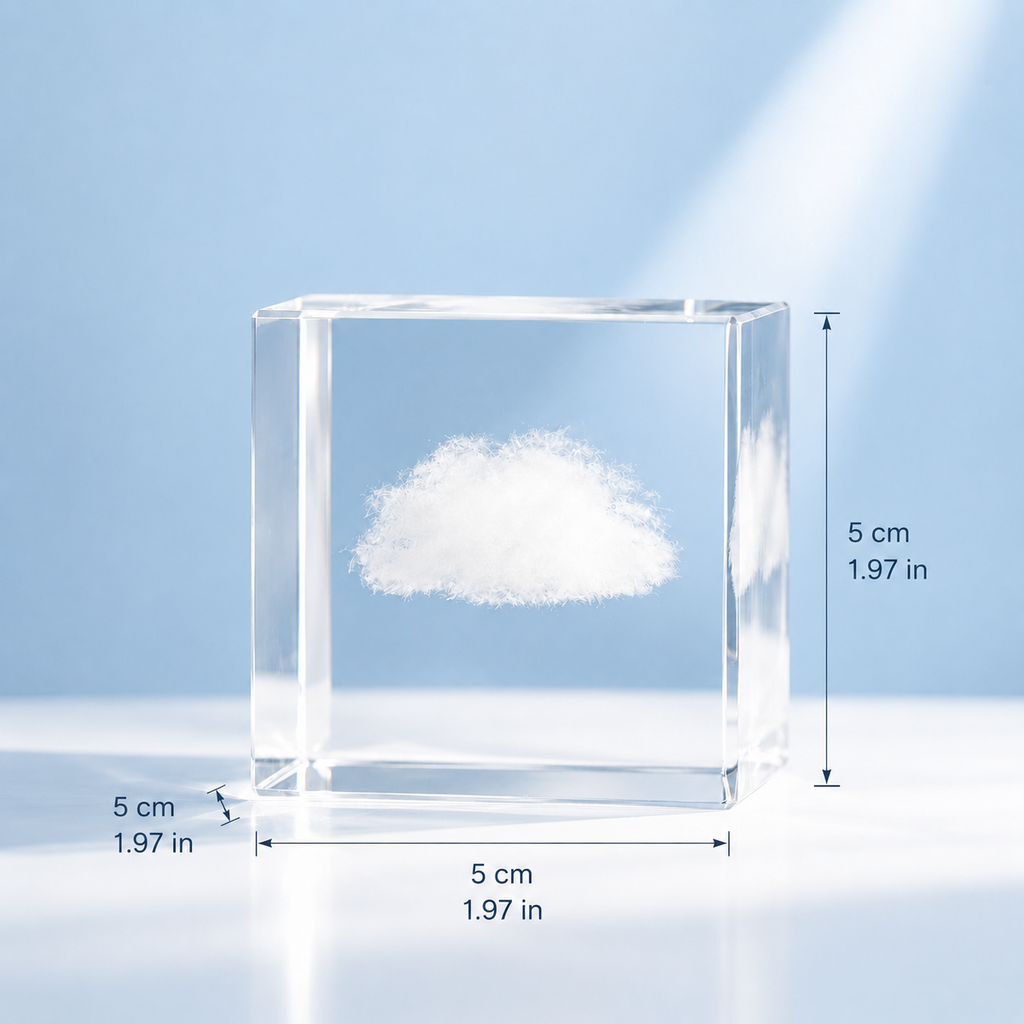Crystal Glass Cube Decor – Cloud, Rain Cloud & Heart