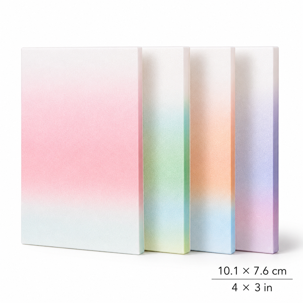 Pastel gradient squishy notepad matte finish 10.1x7.6cm showing size