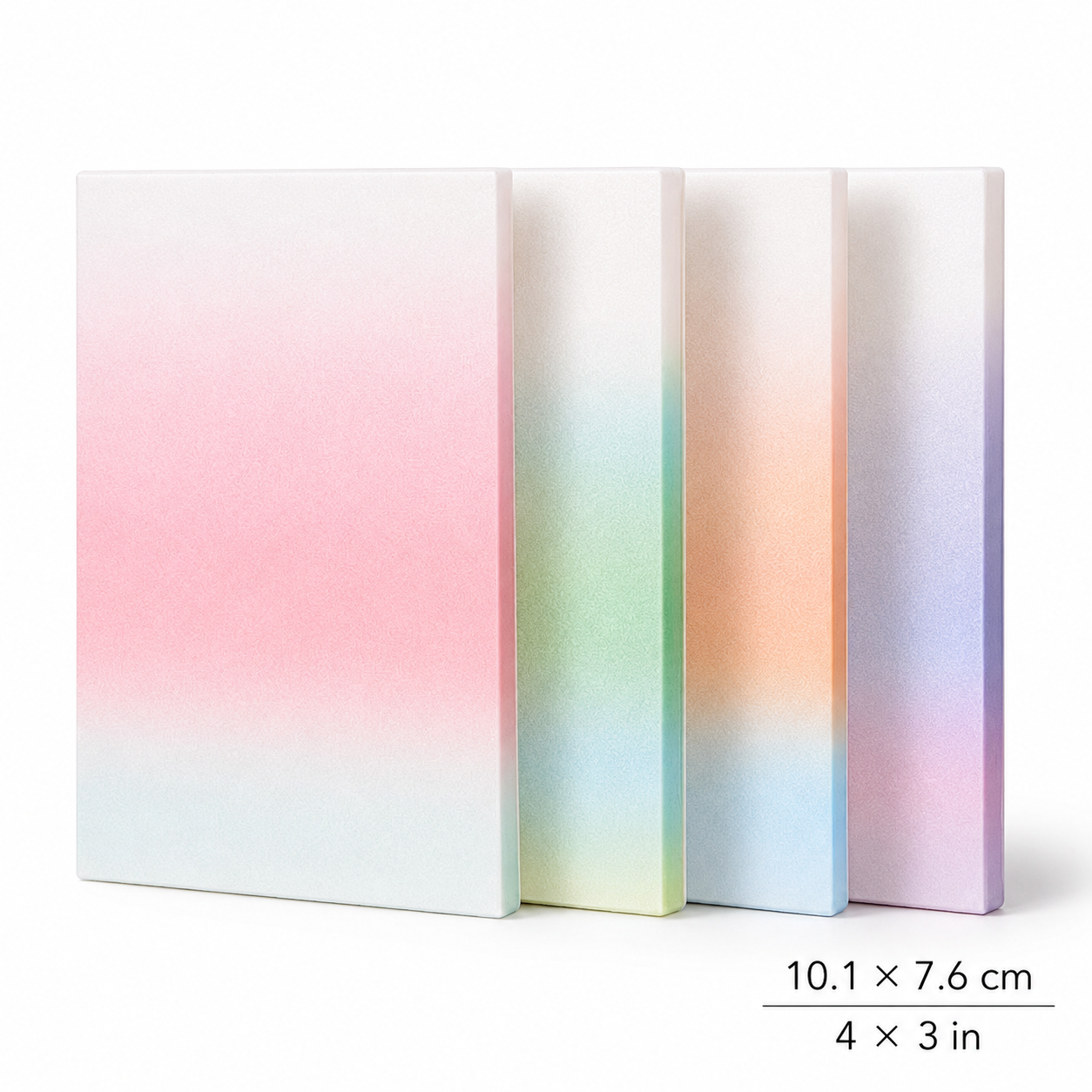 Pastel gradient squishy notepad matte finish 10.1x7.6cm showing size