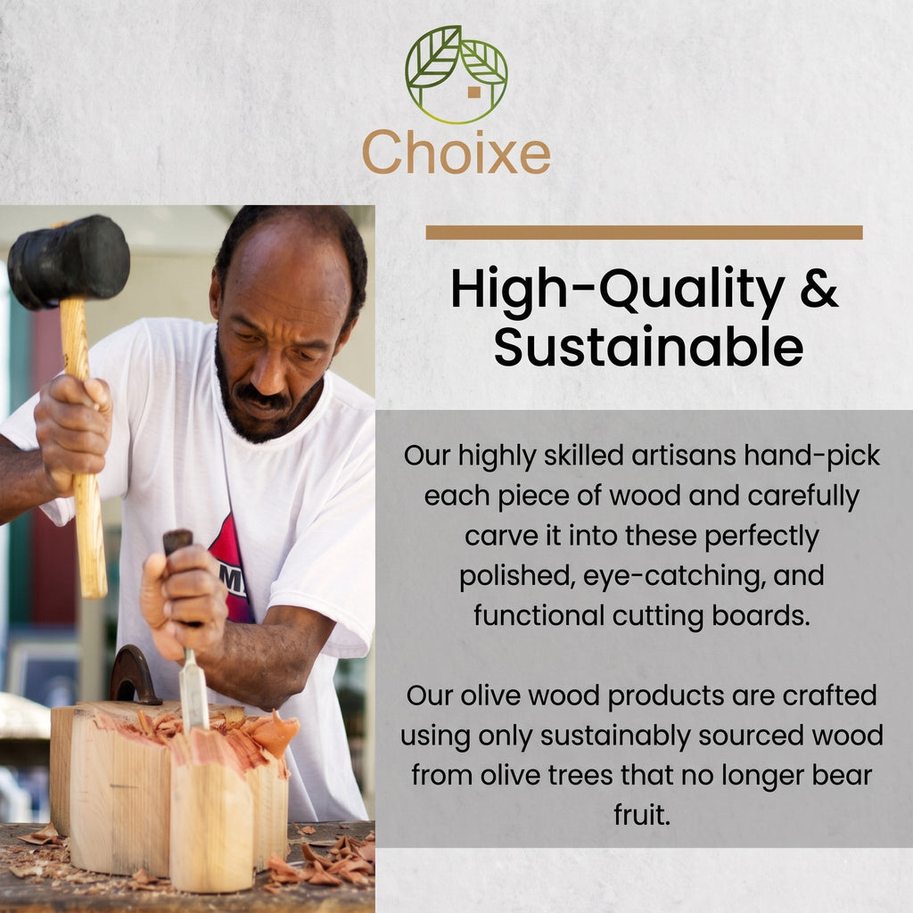Olive Wood Cutting and Serving Board with Handle