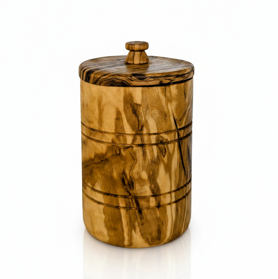 Olive Wood Salt Keeper with Lid