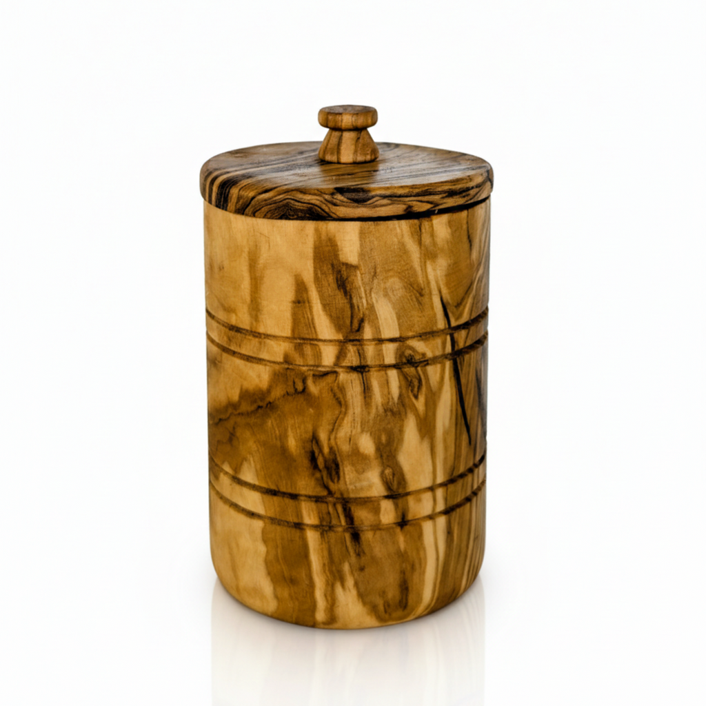 Olive Wood Salt Keeper with Lid