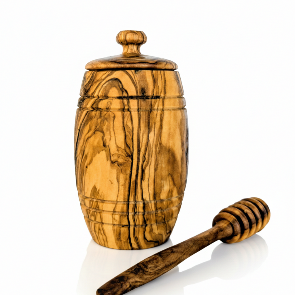 Olive Wood Honey Pot with Dipper