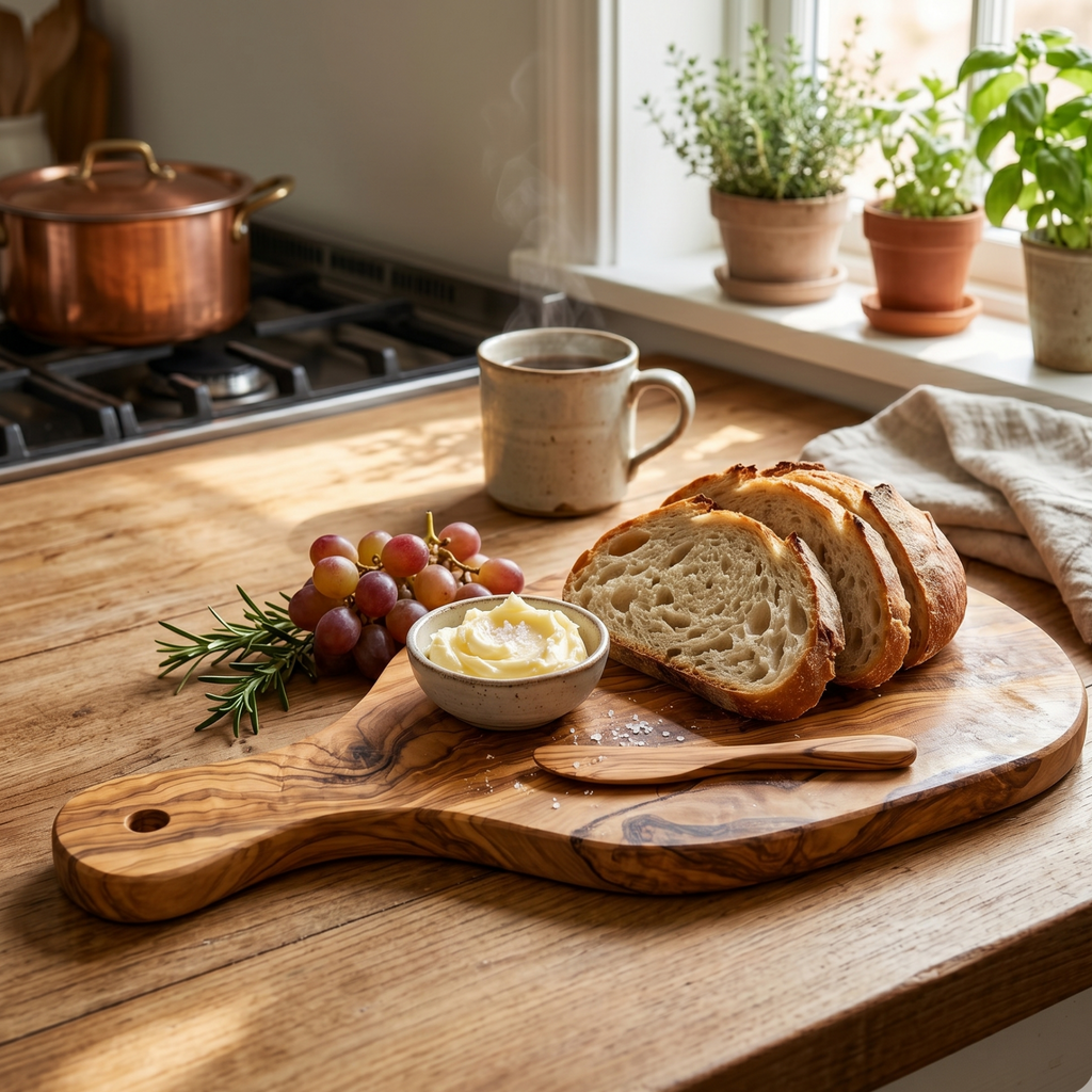 Olive Wood Cutting and Serving Board with Handle