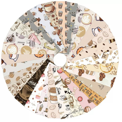 Coffee bookmark set displayed in a circle fan arrangement