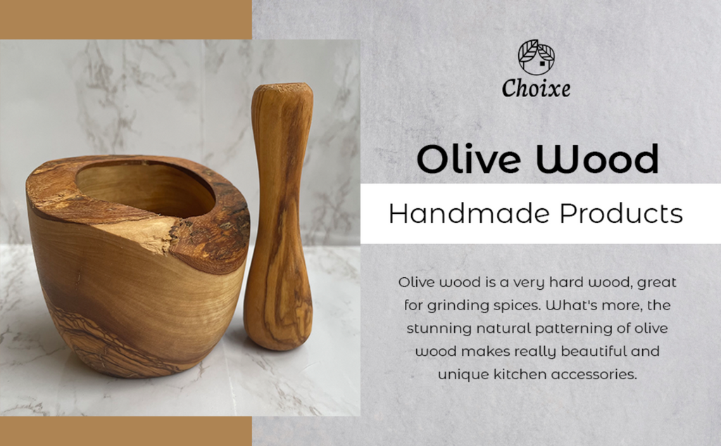 Rustic Olive Wood Mortar and Pestle