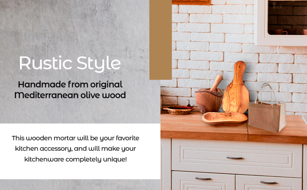 Rustic Olive Wood Mortar and Pestle
