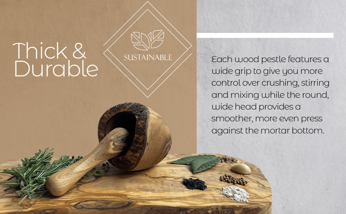 Rustic Olive Wood Mortar and Pestle