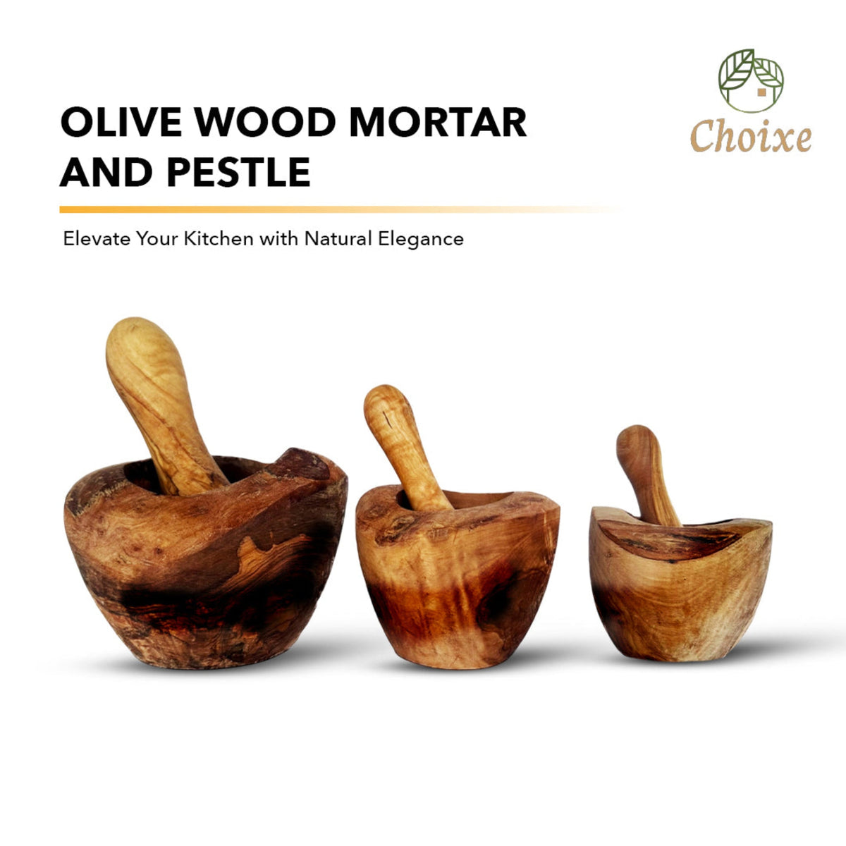 Rustic Olive Wood Mortar and Pestle