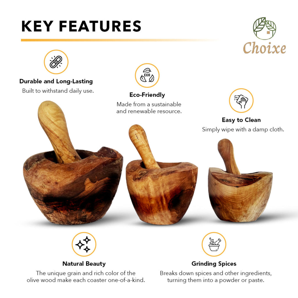Rustic Olive Wood Mortar and Pestle