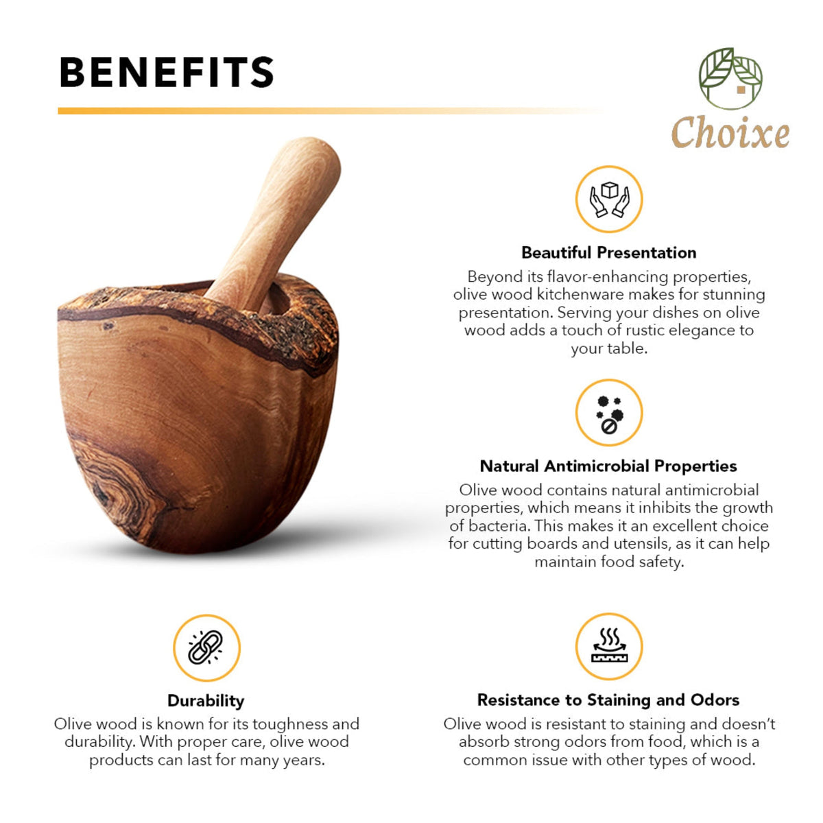 Rustic Olive Wood Mortar and Pestle