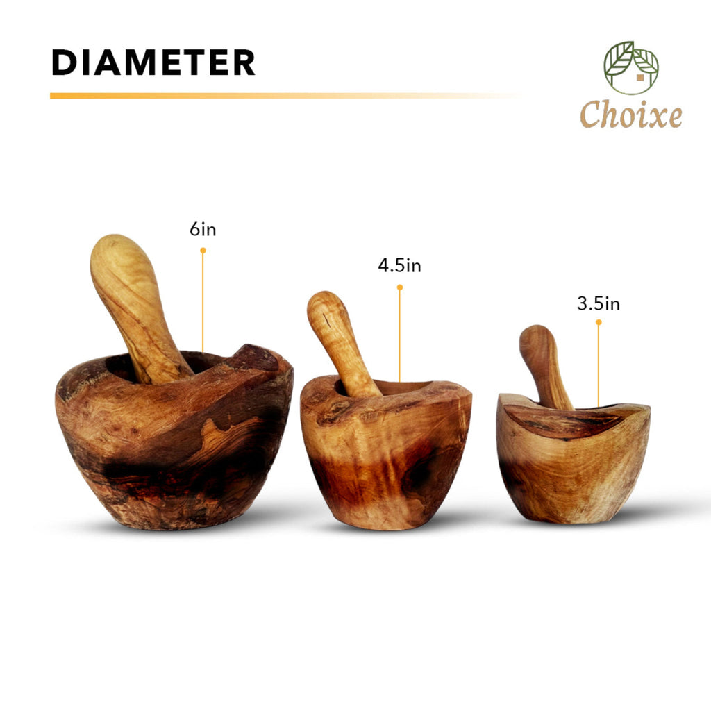 Rustic Olive Wood Mortar and Pestle