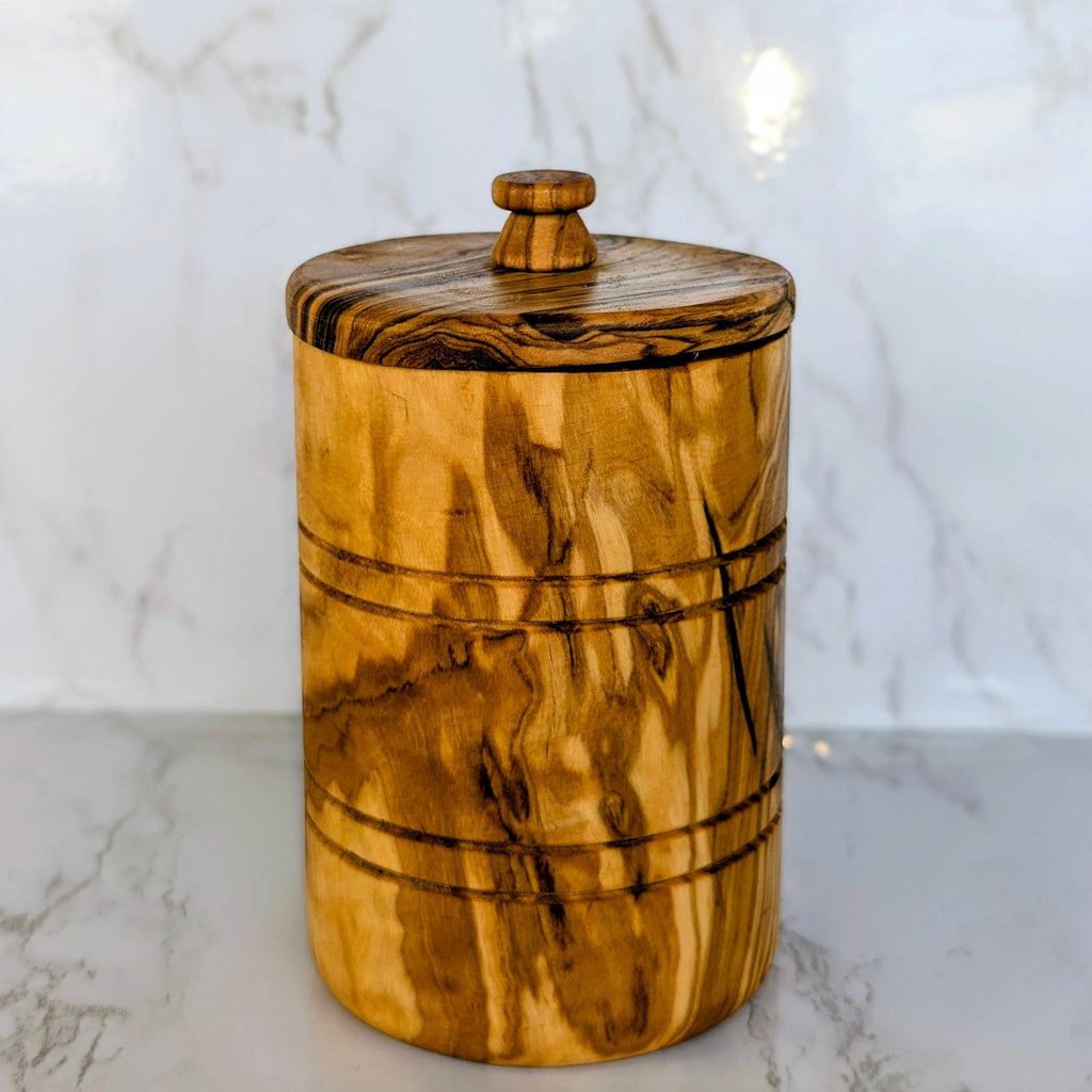 Olive Wood Salt Keeper with Lid