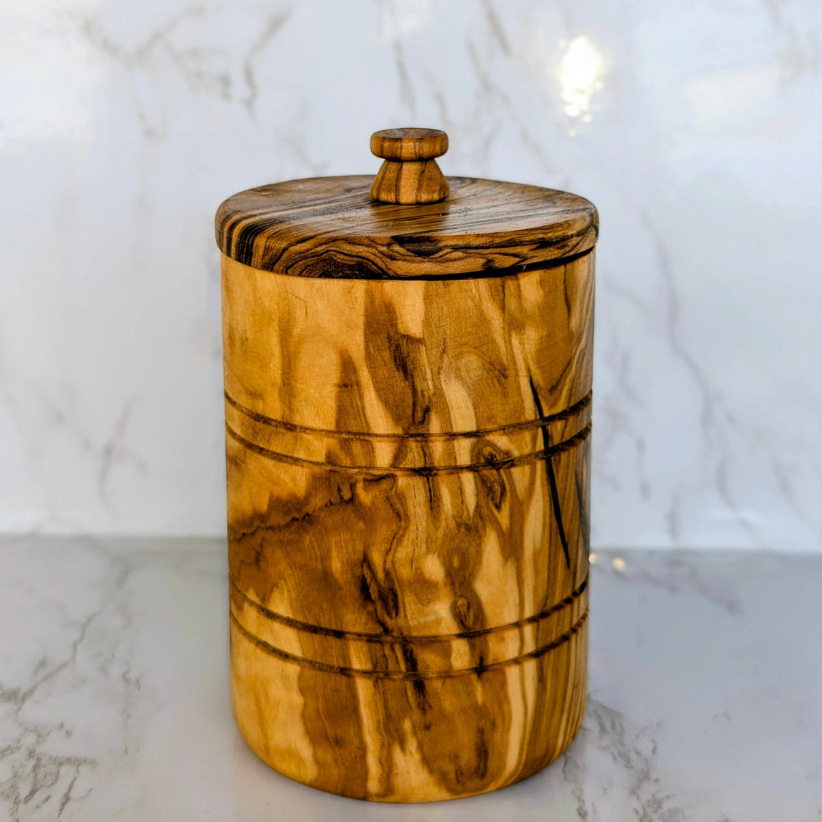 Olive Wood Salt Keeper with Lid
