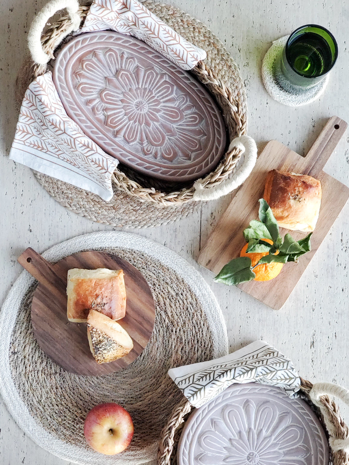 Flower Oval Bread Warmer and Basket