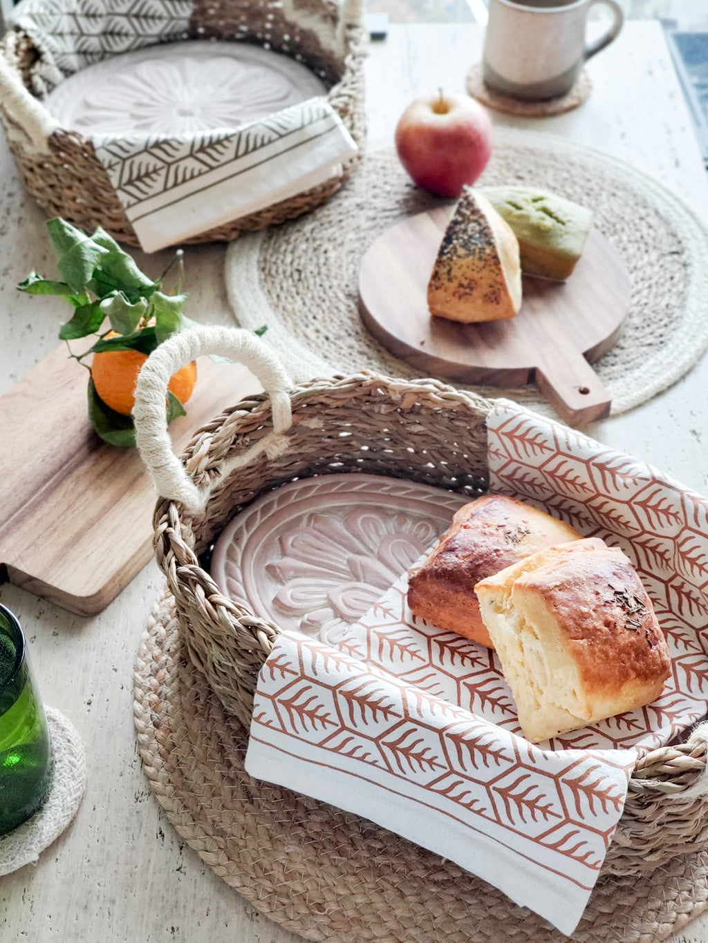 Flower Oval Bread Warmer and Basket