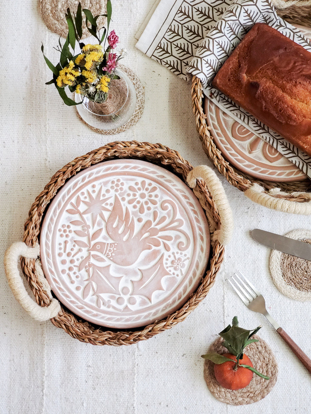 Bird Round Bread Warmer and Basket