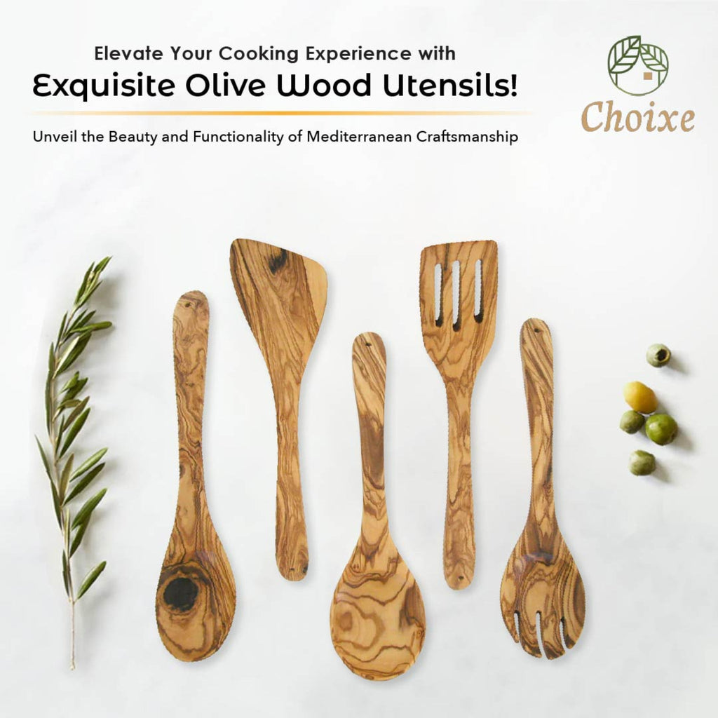 5-Piece Olive Wood Kitchen Utensil Set