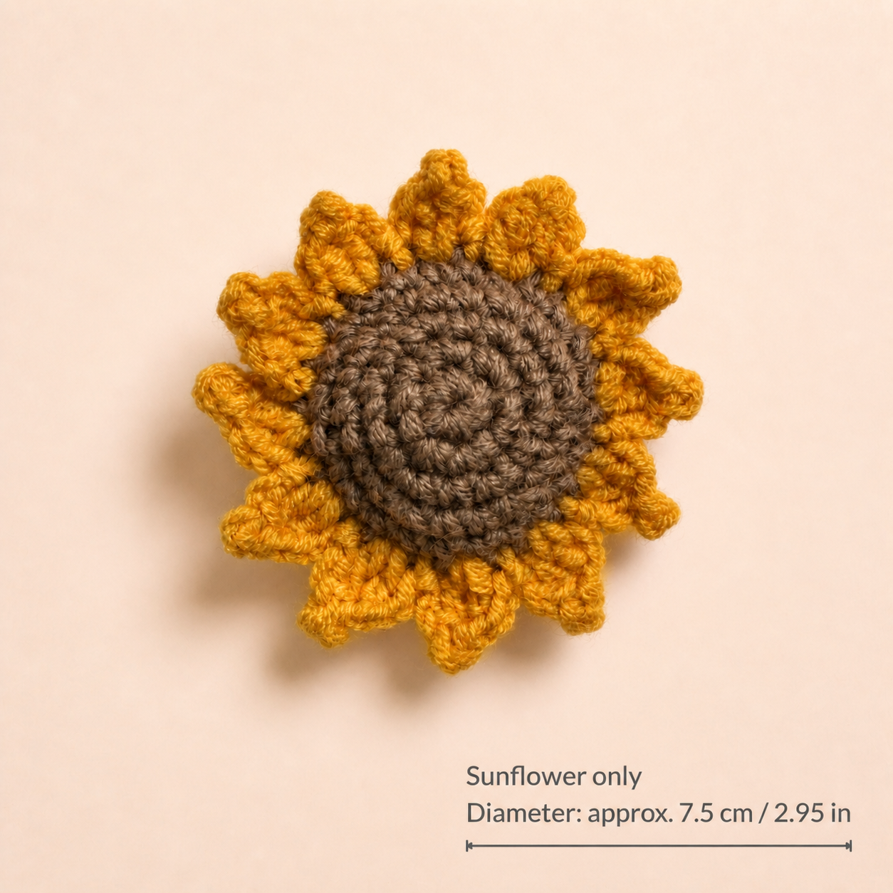 Crochet sunflower only – diameter approx. 7.5 cm