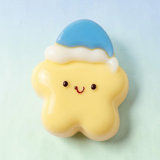 Kawaii Star Squishy – Yellow Star with Blue Hat | Silicone Squeeze