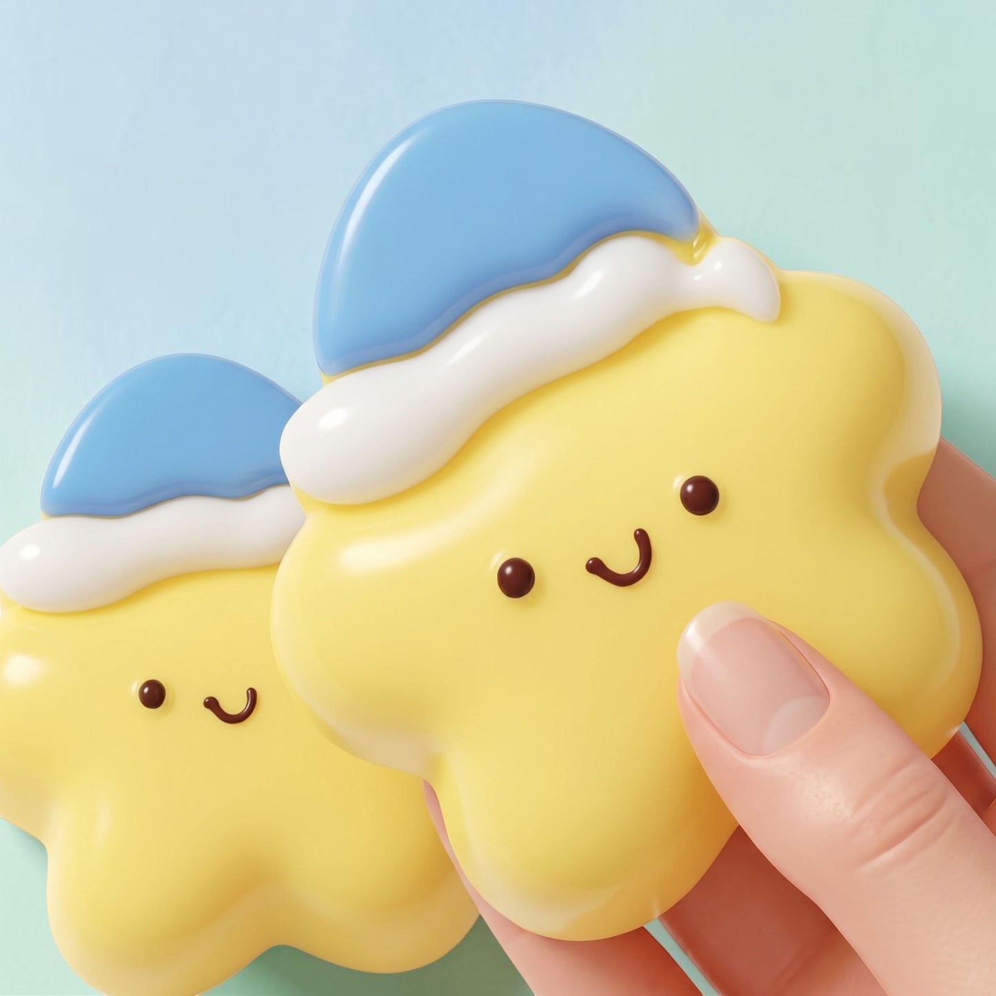 Kawaii Star Squishy – Yellow Star with Blue Hat | Silicone Squeeze