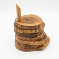 7-Piece Olive Wood Coaster Set with Holder