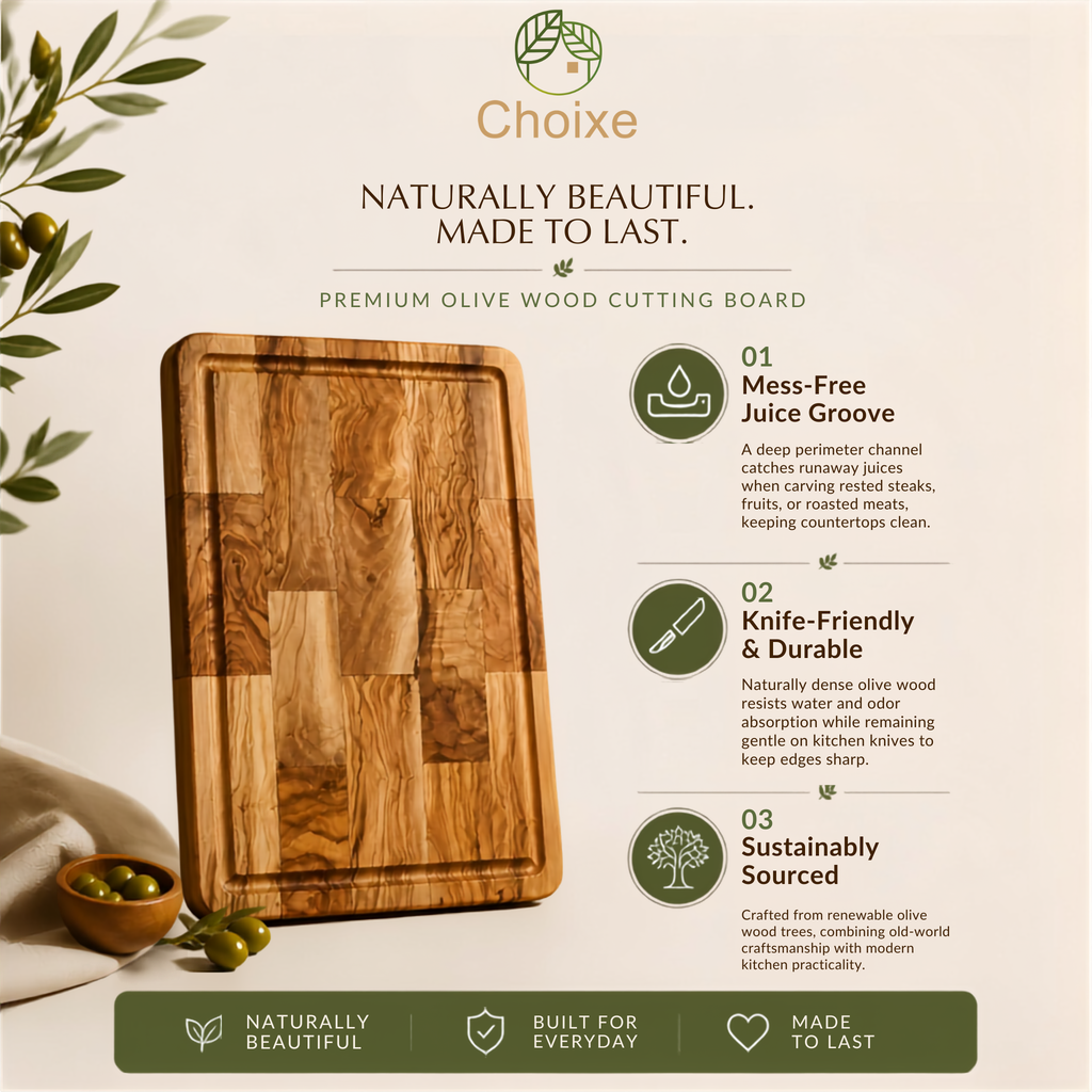 Large Olive Wood Cutting and Serving Board