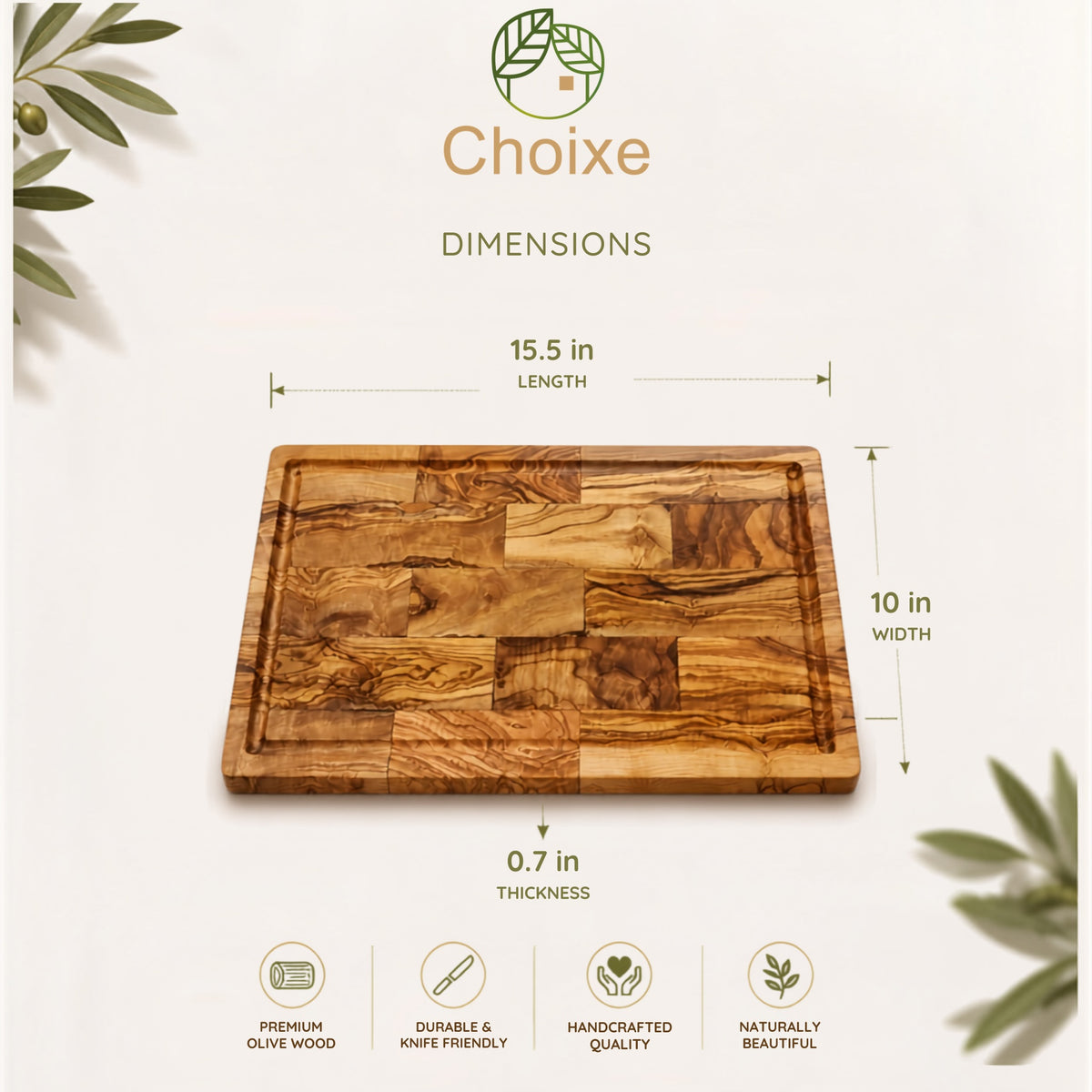 Large Olive Wood Cutting and Serving Board