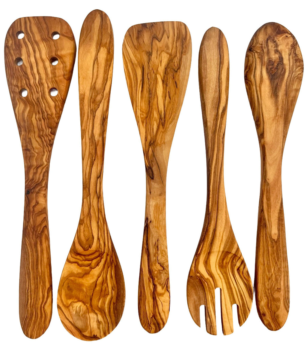 5-Piece Olive Wood Kitchen Utensil Set