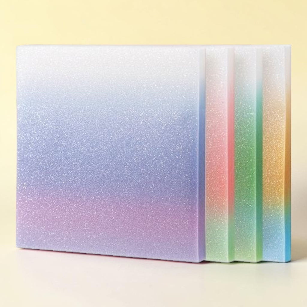 Pastel gradient squishy notepad glitter finish 4 colours stacked